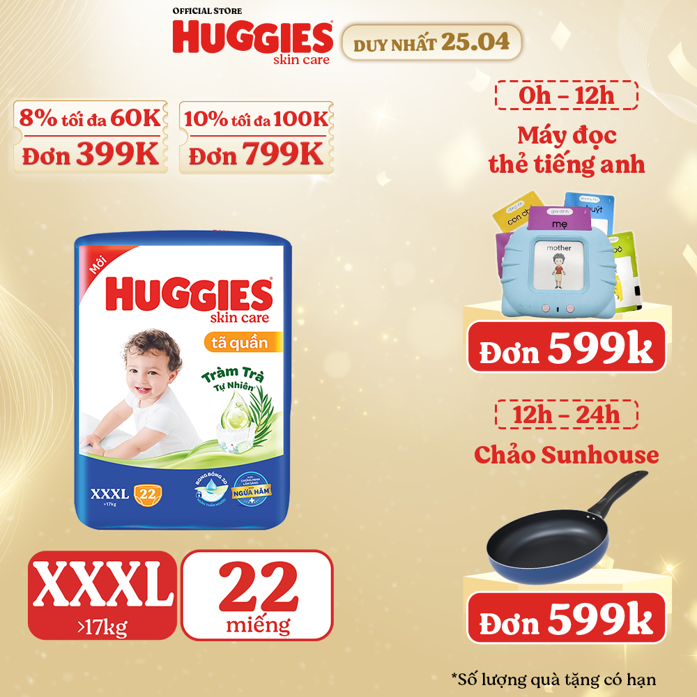 Tã quần Huggies Skincare Jumbo XXXL22+6