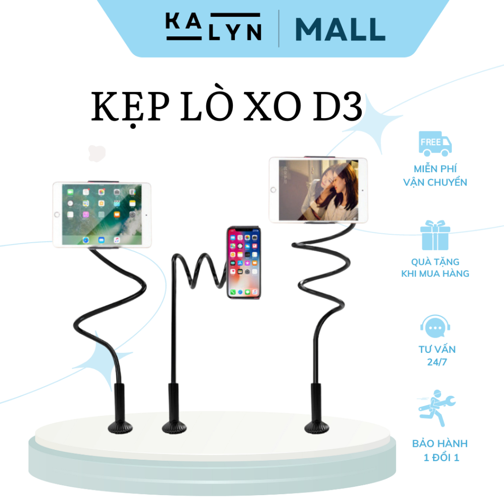 Giá Đỡ Điện Thoại D3 Máy Tính Bảng Mini Kẹp Đầu Giường Đa Năng Giúp Đỡ Mỏi Tay Khi Sử Dụng, Điều Chỉnh Vị Trí (KALYN MAL