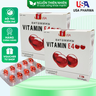 Combo 2 hộp x 100 viên uống sáng da vitamin e đỏ vitamin e400 vitamin e 400iu giúp làm sáng da, mịn da