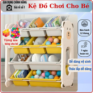 Kệ đồ chơi cho bé katsu, giá sách hình gấu nhiều tầng đựng sách, kèm rổ nhựa 4 tầng