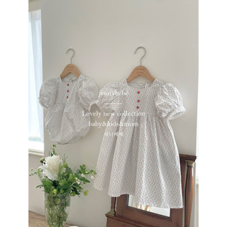 Bodysuit và đầm bé gái Jenny bebe trắng quả trám xanh