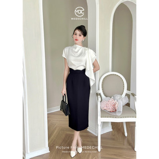 Set Áo Lụa Chân Váy Chất Chéo Nhật Thanh Lịch MEDECHILL Thiết Kế Chuẩn Form Y Ảnh Phù Hợp Mặc Công Sở, Dự Tiệc S392