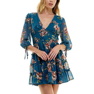 Đầm hoa 2 lớp cổ V xuất dư xịn