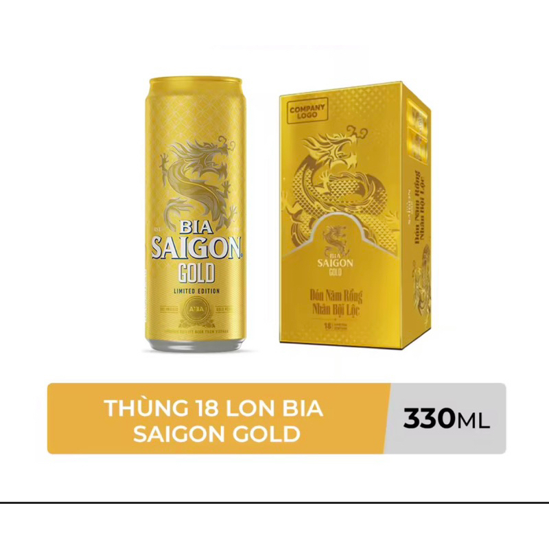 Thùng 18 lon bia Sài Gòn Gold - 330ml/lon