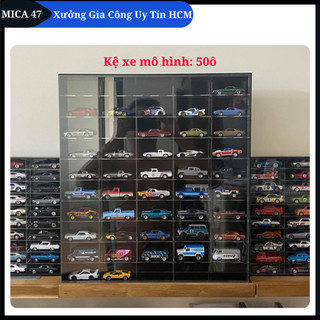 Kệ trưng bày xe mô hình tỉ lệ 1:64 - Tủ mica trưng bày đồ chơi xe mô hình tomica 1/64 ( 50 xe)