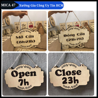 Bảng gỗ treo cửa Decor open - close- đóng cửa- mở cửa