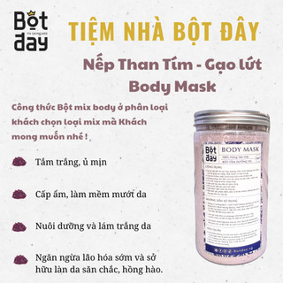 500gr bột tắm nếp than tím - gạo lứt nguyên chất body mask hamde