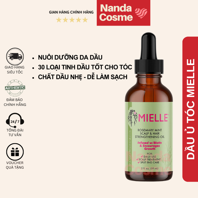 Dầu Dưỡng Dài Tóc Mielle Organics Rosemary Mint Scalp & Hair Strengthening Oil