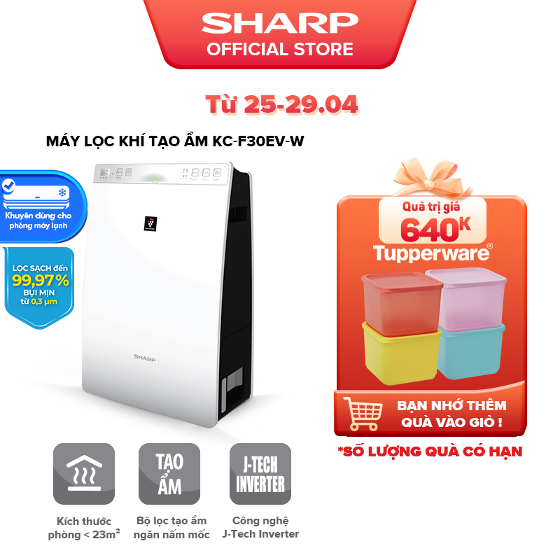 Máy Lọc Không Khí Tạo Ẩm Sharp INVERTER KC-F30EV-W Tiết Kiệm Điện - BH 12 Tháng