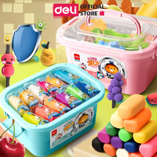 Bộ đất nặn 3D Deli 24 màu - Đất sét nặn thành phần kháng khuẩn, màu sắc tươi sáng, kèm phụ kiện khuôn nặn cho bé