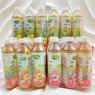 Trà Cozy, Lốc 6 chai trà Ô Long vị xoài, trà đảo xả, trà tắc mật ong, trà vải chai 455ml