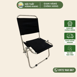 Ghế xếp inox dã ngoại, ghế du lịch, ghế cafe, trà chanh, câu cá gấp gọn lưng dựa 70cm vải dù
