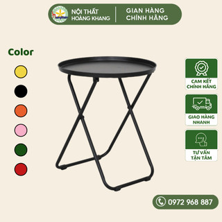 Bàn trà chanh gấp gọn chân xếp liền, bàn tròn cafe dã ngoại sắt sơn tĩnh điện