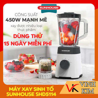 (Có voucher giảm giá) Máy xay sinh tố Sunhouse SHD5114, công suất 450W xay thịt, đá, sinh tố, rau củ quả và hạt khô