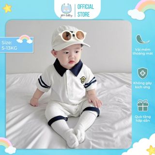 Bodysuit cho bé trai, kiểu dáng công tử phối sọc Hàn Quốc, vải cotton cao cấp 0-48 tháng (5-13kg)| JEM BABY