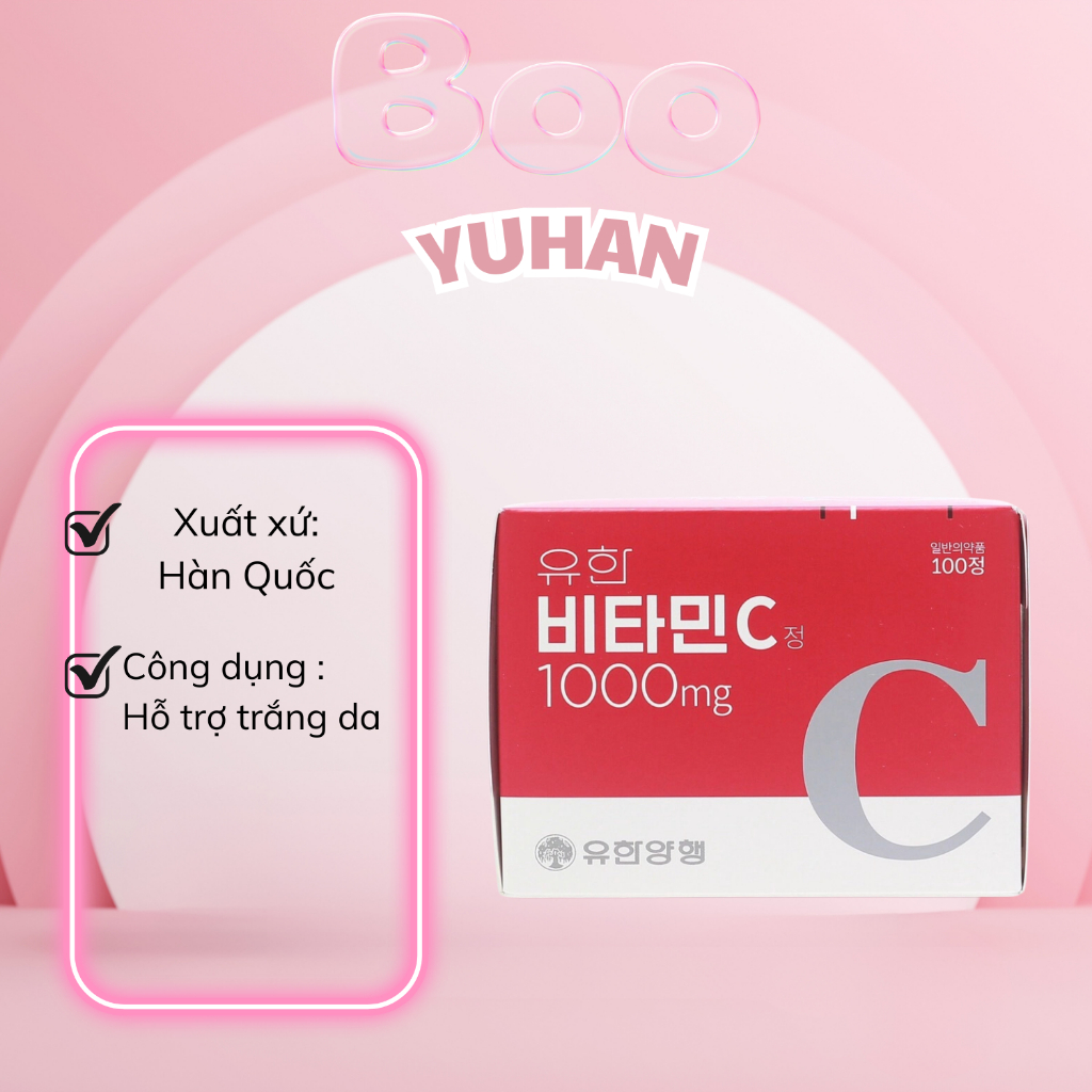 Hộp 100 Viên -  Viên uống Vitamin C Yuhan Hàn Quốc 1000mg