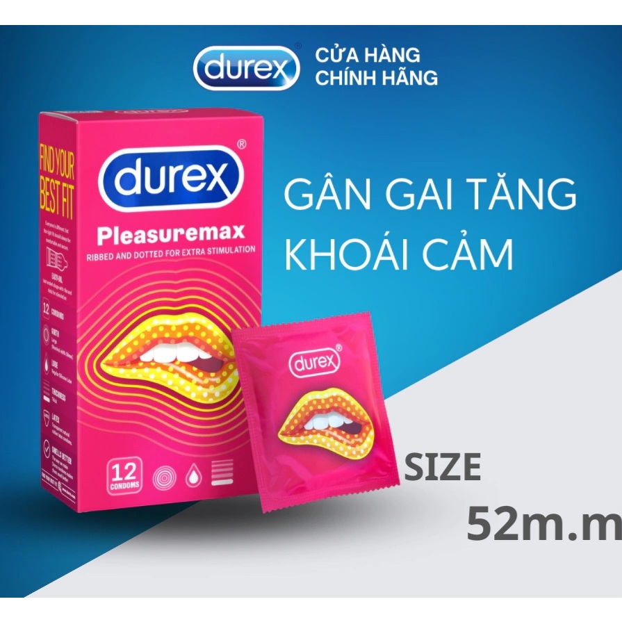 Bao Cao Su Durex Hộp 12 cái tùy chọn đủ tất cả các mẫu - che tên sản phẩm