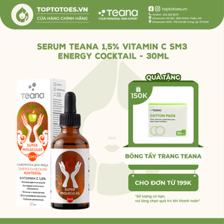Serum Teana 1,5% Vitamin C SM3 Super Molecules Energy Cocktail dưỡng trắng, mờ thâm nám và trẻ hóa da - 30ml