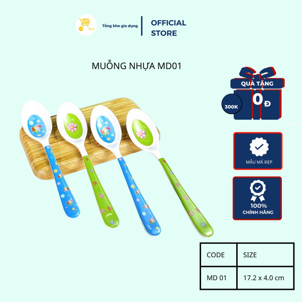 Muỗng nhựa cho bé, thìa cơm nhựa fataco cho bé tập ăn (1cái) mta-mart