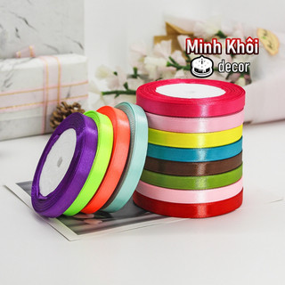 50 màu sắc bản 1cm cuộn dài 22m ruy băng satin lụa thường bóng 1 mặt,dây gói quả ,dây trang trí sự kiện,phụ liệu nơ bờm