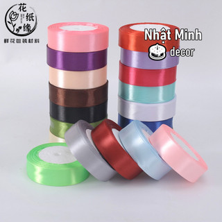Ruy băng gói quà 2cm, phổ thông - ruy băng nhiều màu tenam, ruy băng đẹp cuộn 22m