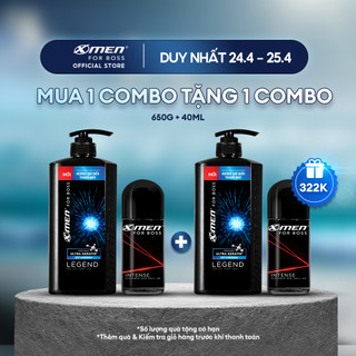   Combo Dầu gội X-Men for Boss Legend 650g + Lăn khử mùi X-Men for Boss Intense 40ml
