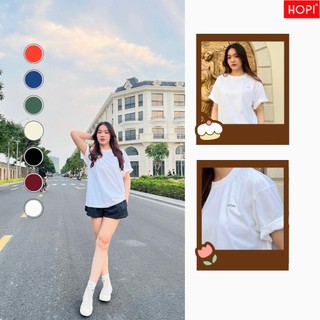 Áo thun nữ, áo T-shirt nữ chất liệu từ 80% cotton + 20% ISCRA (co giãn 4 chiều), màu trắng - Hopi Fashion