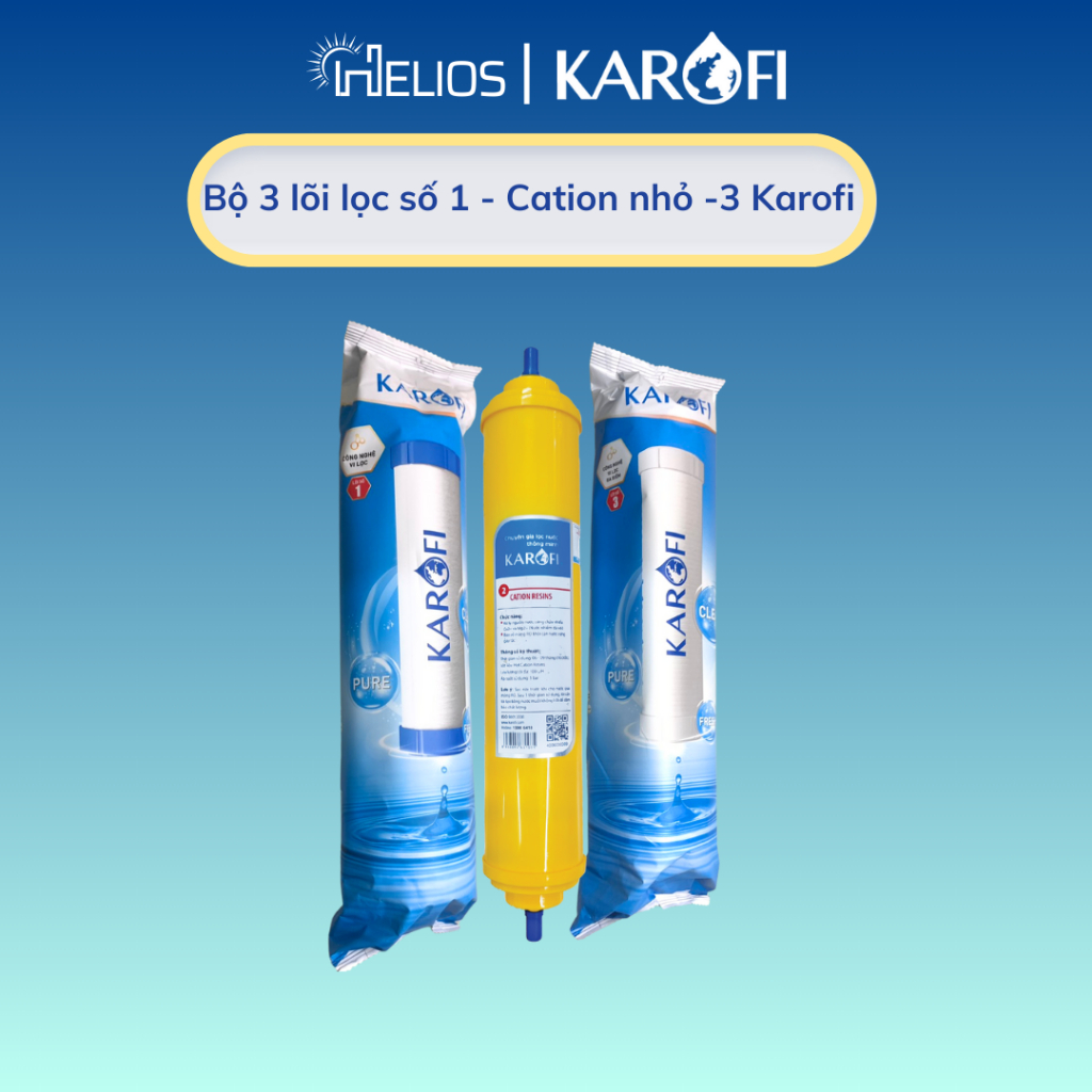 Combo lõi lọc thô 123 Karofi với lõi số 2 Cation Resins T33 dùng cho các máy N-e117, K8RO-H,...