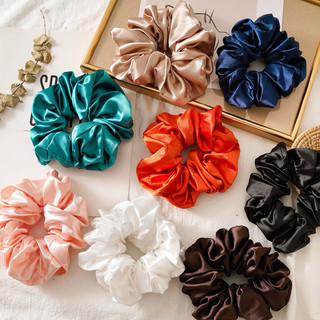 Scrunchies dây cột tóc vải chất phi lụa to siêu nhún 14cm