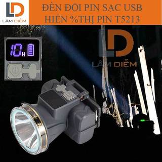 ĐÈN PIN SẠC USB ĐỘI ĐẦU SIÊU SÁNG HIỂN THỊ PHẦN TRĂM PIN T5213