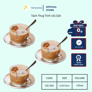 Ly Thủy Tinh Có Quai, Tách Thuỷ Tinh Ug-324 Mta-Mart Trong Suốt, Dày Dặn, Cao Cấp