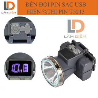 ĐÈN PIN SẠC USB ĐỘI ĐẦU LED COB ĐA NĂNG HIỂN THỊ PHẦN TRĂM PIN T5213 - T6-28