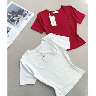 Áo thun tay ngắn borip cổ vuông croptop