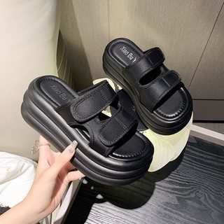 Dép nữ quai dán độn đế 7cm lili