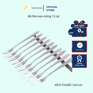 Bộ Nĩa Ăn, Lĩa Inox mỏng 12 cái Mta-Mart Sáng Bóng, Bền Đẹp