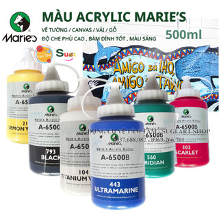 [ TÂM TÂM ] Màu acrylic Marie's bình vòi 500ml , Màu Acrylic Marie's vẽ lên nhiều chất liệu