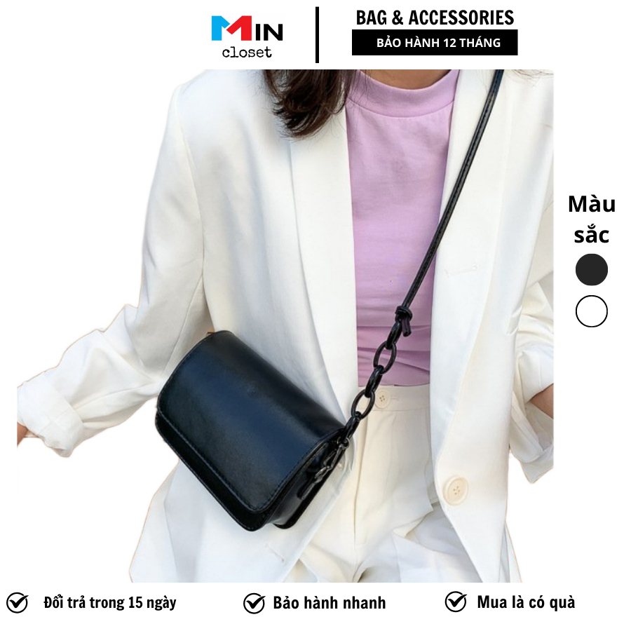 Túi Xách Nữ Đeo Chéo Đeo Vai ULZZANG, Trang Trí Dây Pha Xích Cá Tính KT 18cm TD03 ( Vừa Điện Thoại )