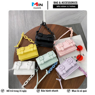 Túi đeo chéo nữ mini dây da pha xích Ulzzang siêu dễ thương TD14