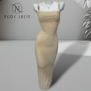 D662 - Đầm Body 2 Dây Xích Vai Xẻ Tà - Ngọc Lucie