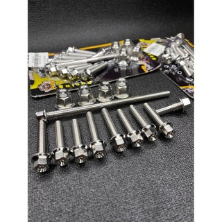  FULL BỘ ỐC ĐẦU BÒ  LÒNG INOX 304 CHO DÒNG WAVE ,DREAM FULED 