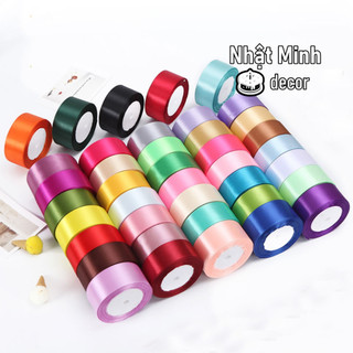 Combo lốc 5 cuộn ruy băng lụa trơn 4cm, cuộn 25y
