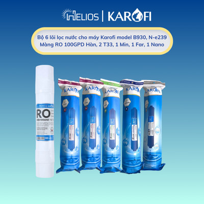 Combo 6 lõi lọc nước Karofi (1 màng RO100HR và 5 lõi chức năng gồm 2T33, 1Min, 1 Far và 1 Nano )