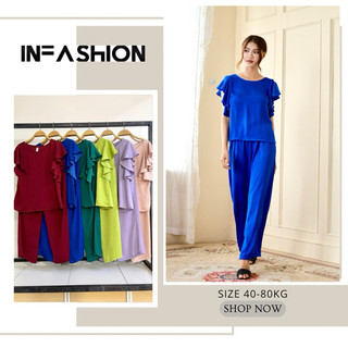 Đồ bộ lụa quần dài ống rộng tay tiên Infashion