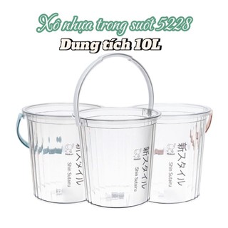 Xô trong 10L Hokori 5228, Xô đựng nước trong suốt, Xô lau nhà nhựa trong suốt dày dặn Việt Nhật cao