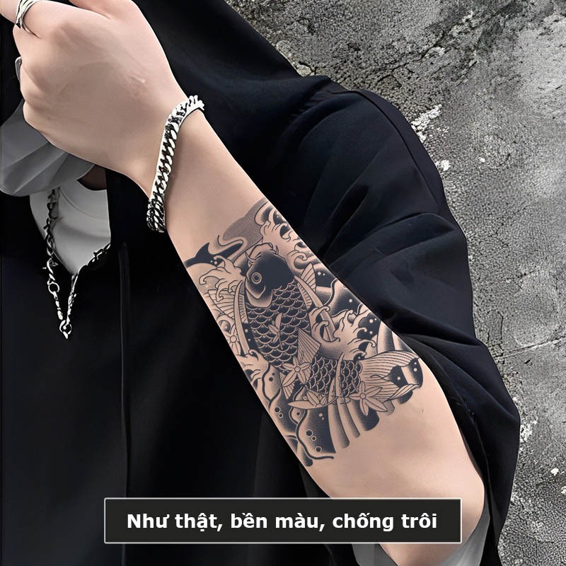  Hình xăm cá chép tay chân HC-484 miếng dán xăm nhật cổ 15 ngày chống nước 
