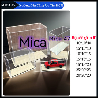 Hộp mica trong suốt trưng bày mô hình đế gỗ MDF- Hộp bảo quản chống bụi cho sản phẩm-Tự lắp ráp