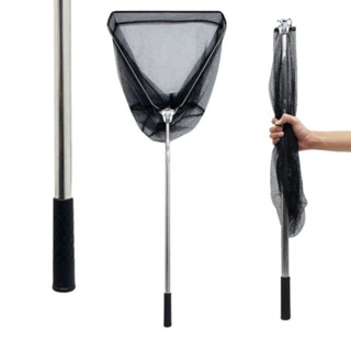  Vợt cá vợt xúc cá 2m1 inox 304 nguyên khối cao cấp vợt gấp gọn vợt tam giác gấp gọn 