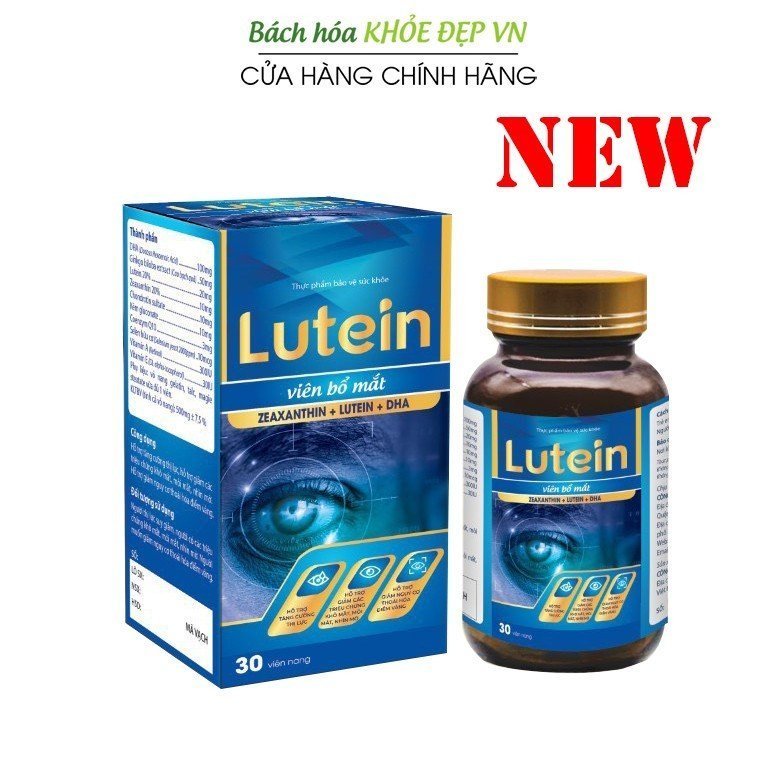 Viên bổ mắt Lutein, DHA, kẽm, ginkgo biloba giúp tăng cường thị lực, giảm khô mắt, mờ mắt, mỏi mắt [Lutein (Chai)]