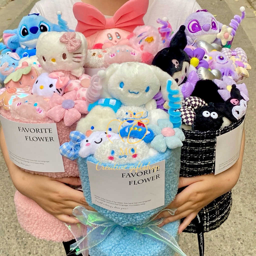 Bó Hoa Gấu Bông Loopy, Kitty, Stitch, Cinnamoroll, Kuromi, Kirby, Sulley