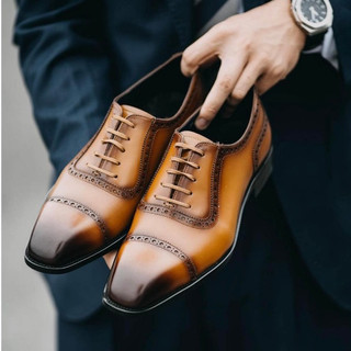 Giày da nam cao cấp. da bò thật - đế phíp - bh 12 tháng - kiểu dáng oxford - mã cs03